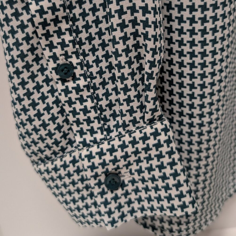 Talbots Long Sleeve Houndstooth Pattern Blouse In… - image 8